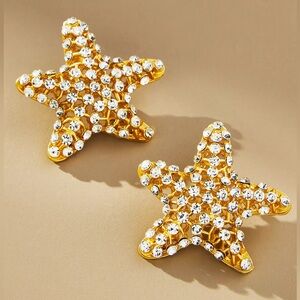 Anthropologie Crystal Starfish Post Earrings